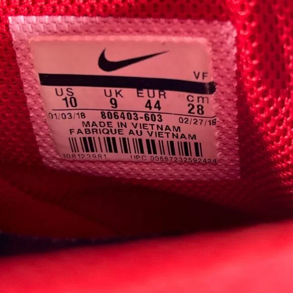 Nike Air Force 1 High Top Red Shoes Mens Size 10 Chenille Swoosh Sneakers AF1 BF - Picture 11 of 12